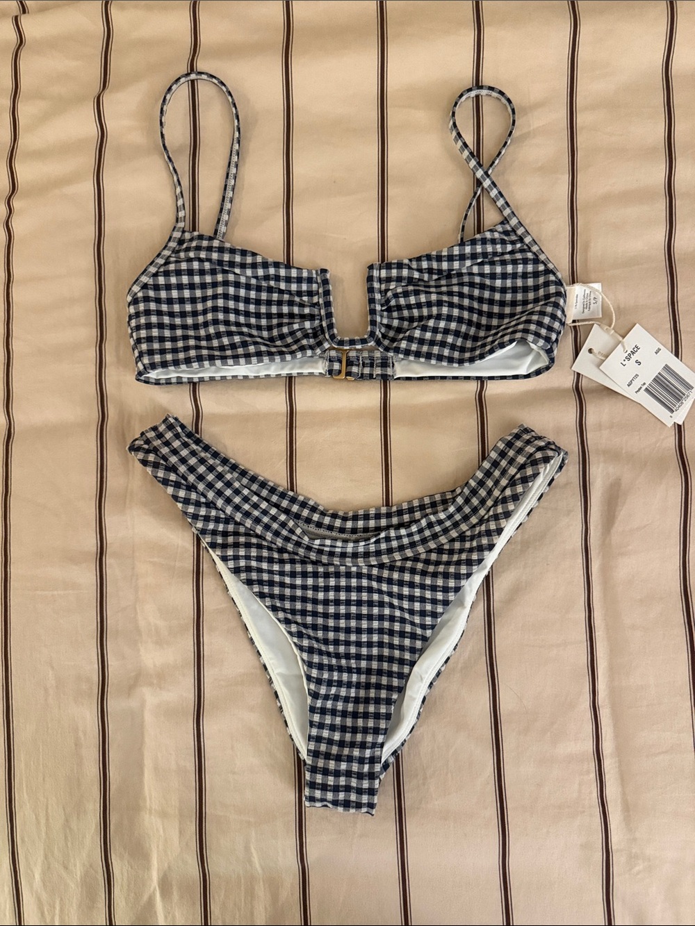 LSpace Check Gingham Bikini Set - Navy/White